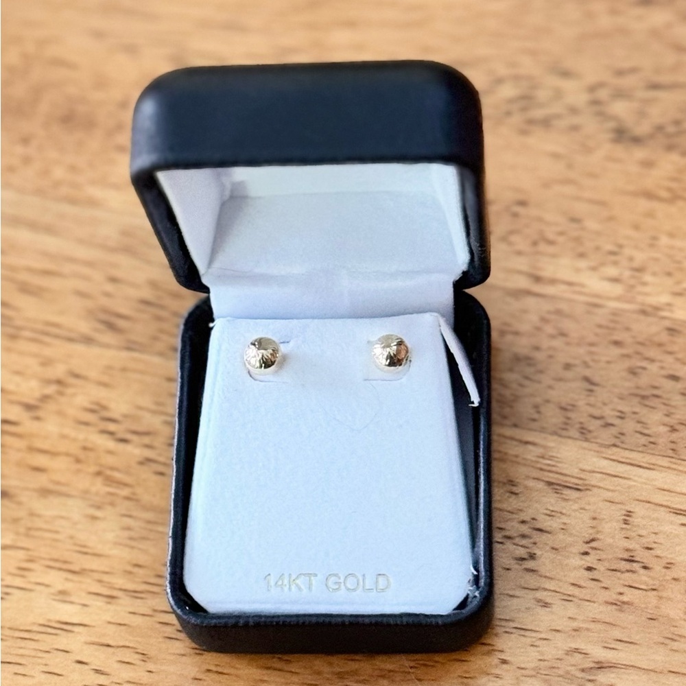 14KT Gold Stud Earrings Textured Gold